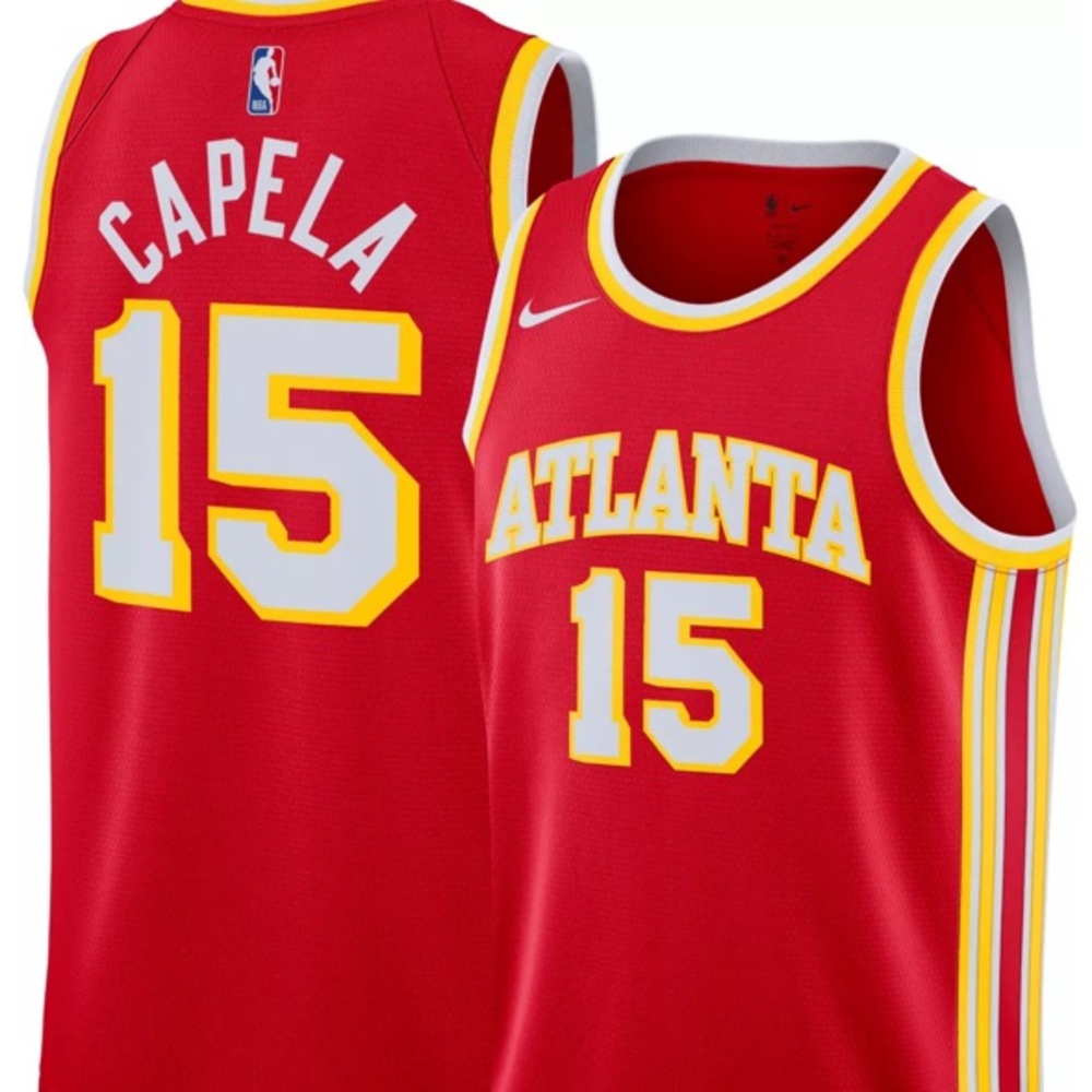 Nike Atlanta Hawks Clint Capela #15 Icon Edition 2022/23 Jersey - Red/Gold